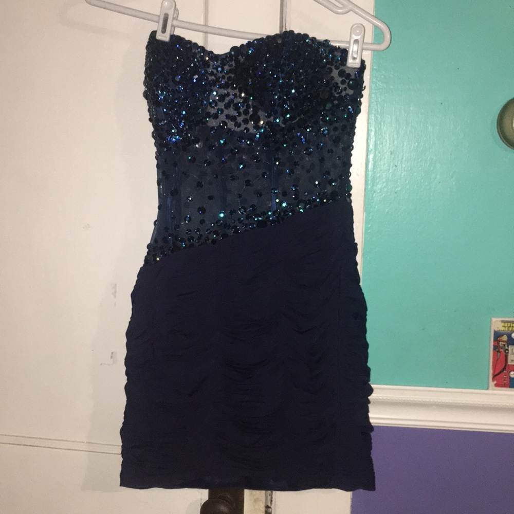Jovani Short Blue Corset Dress